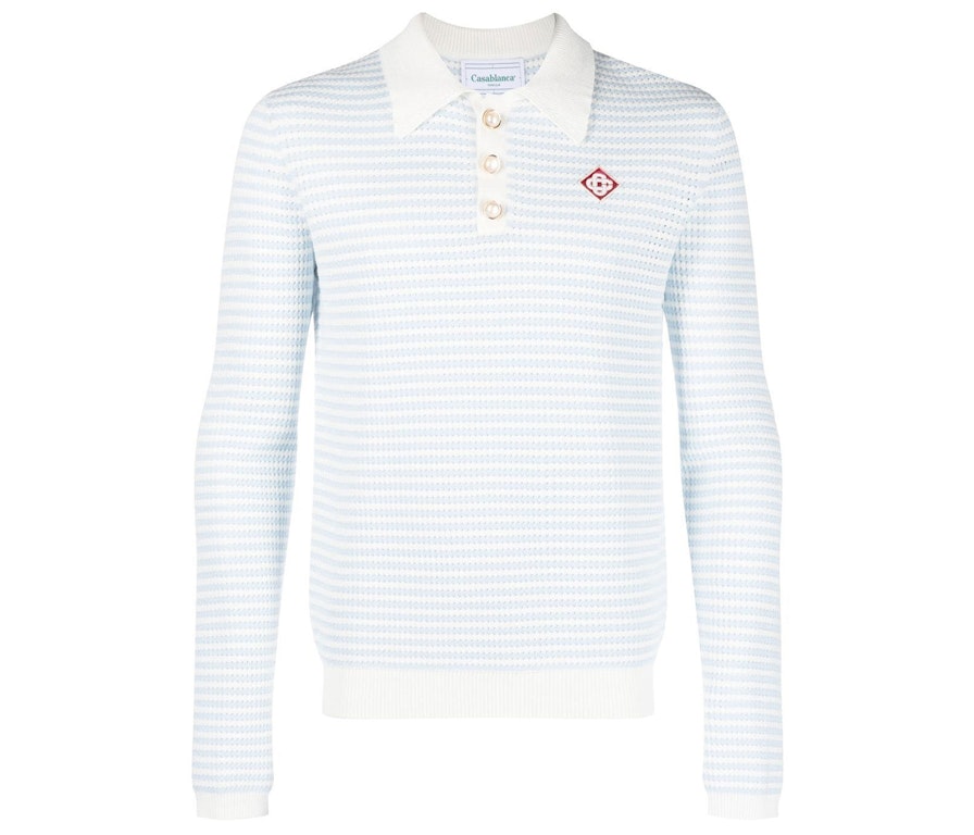 Pre-owned Casablanca Striped Polo Shirt Blue/white