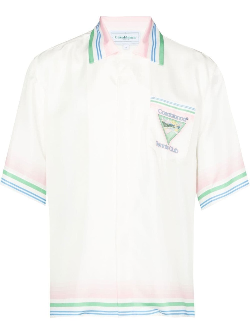 Casablanca Tennis Club Short Sleeve Silk Shirt White - SS22 Men's - US