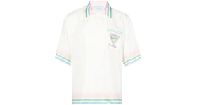 Casablanca Tennis Club Short Sleeve Silk Shirt White