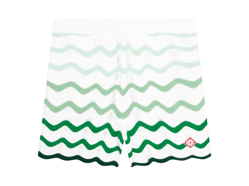 Pre-owned Casablanca Men's Wavy Gradient Crochet Shorts In Green