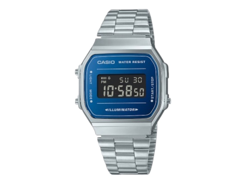 Pre-owned Casio Men's Analog A168wem2b Watch In Stainless Steel In Silver