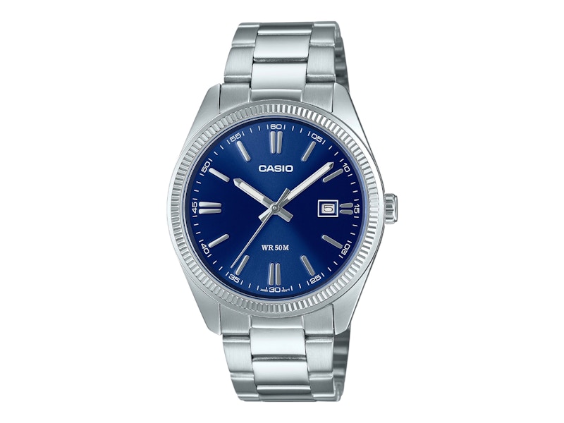 Pre-owned Casio Men's  Analog Mtp1302pd2a Watch In Stainless Steel In Silver