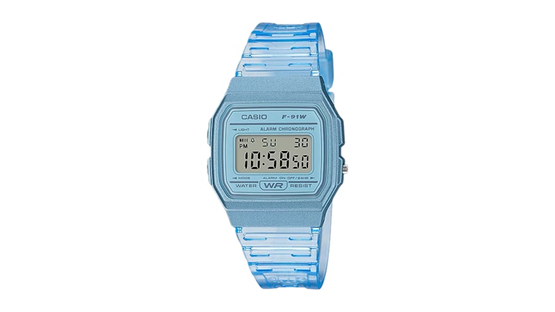 Casio Men's Transparent Blue Digital Watch F-91WS-2CF