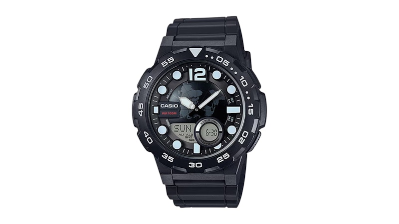 Casio Men’s AnalogDigital Watch with Black Dial AEQ100W1AV in Rubber