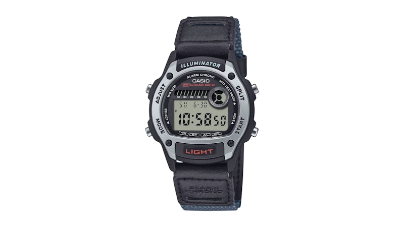 Casio Men’s Digital Illuminator Chronograph Watch with Black and Gray Cloth Band W220HF8AV in Leather