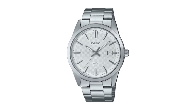 Casio Men’s Silver Watch with Textured Silver Dial MTPVD03D7AUDF in Stainless Steel