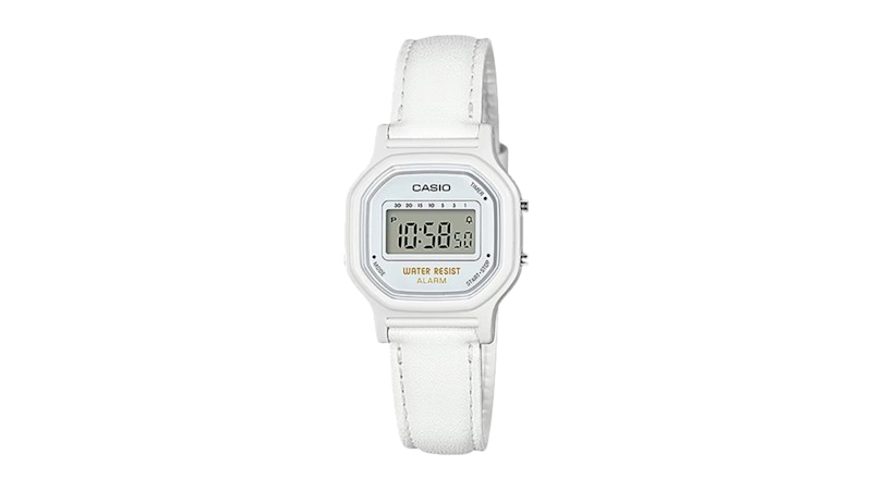 Casio Womens Classic Digital Watch with White Band LA11WL7A in Leather