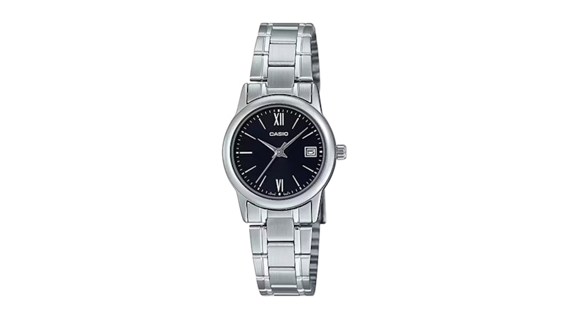 Casio Women’s Black Dial Analog Watch with Steel Bracelet LTPV002D1B3UDF in Stainless Steel