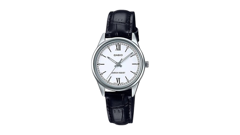 Casio Women’s Black Strap White Dial Analog Watch LTPV005L7B2UDF in Leather