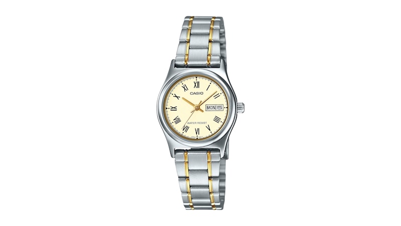 Casio Women’s Cream Dial TwoTone Bracelet Watch LTPV006SG9BUDF in Stainless Steel
