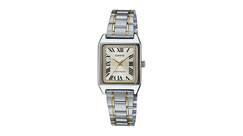 Casio Women’s Two Tone Rectangular Analog Watch LTP-V007SG-9BUDF Stainless Steel