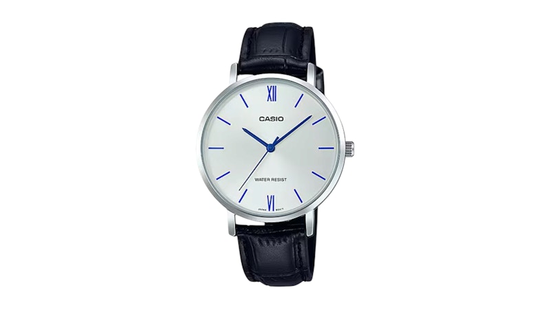 Casio Women’s White Dial Black Strap Watch LTPVT01L7B1UDF in Leather