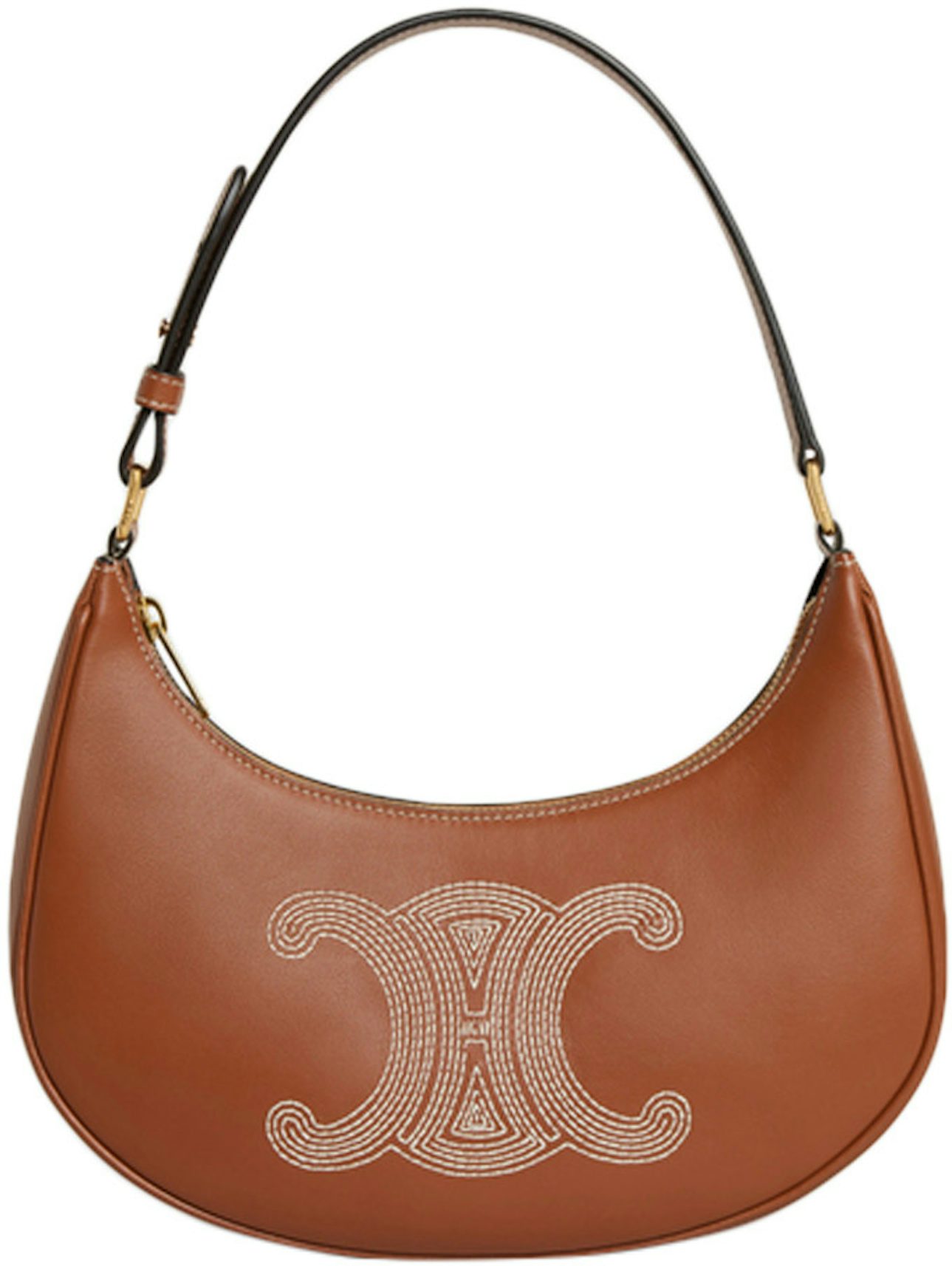 Celine Bucket Bag Small Triomphe Embroidery Tan in Smooth Calfskin Leather  with Gold-tone - GB