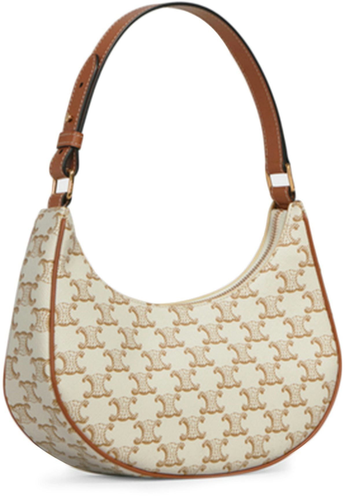 Celine Ava Bag Triomphe White in Coated Canvas/Calfskin with Gold
