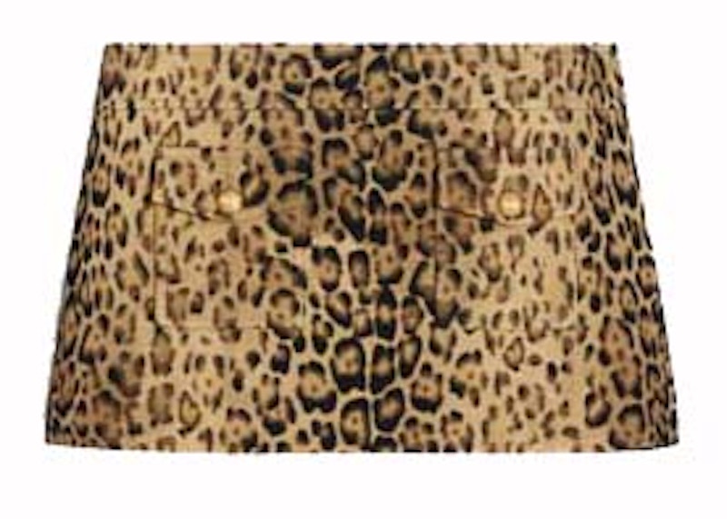 Pre-owned Celine Women's Bandeau Double Wool Mini Skirt In Leopard