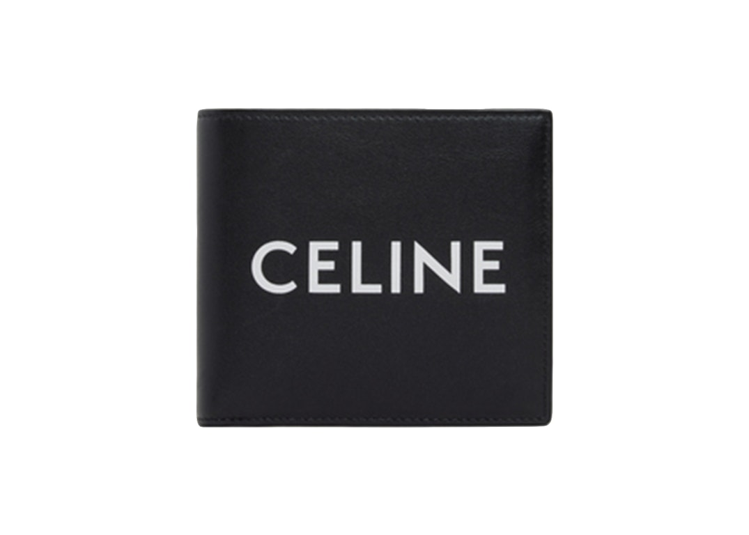Pre-owned Celine Bifold  Print Wallet (4 Slot 2 Note Pockets 2 Flat Pockets) Black White
