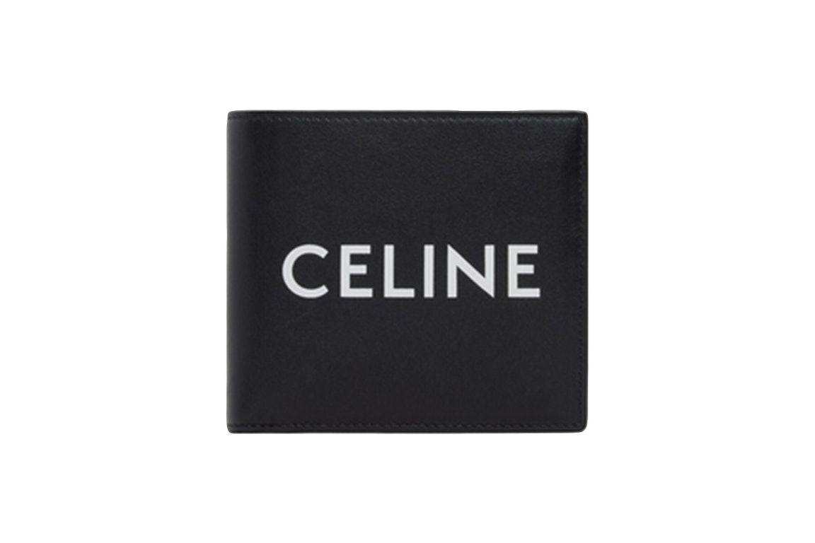 Pre-owned Celine Bifold  Print Wallet (4 Slot 2 Note Pockets 2 Flat Pockets) Black White