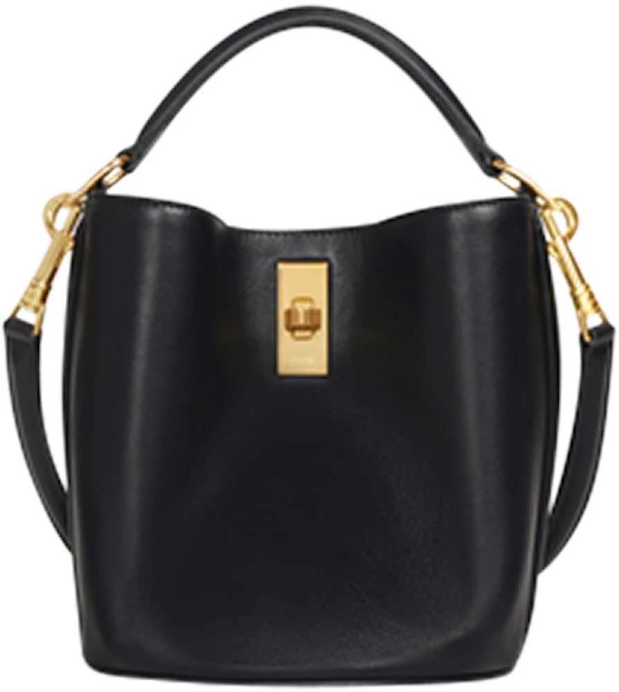 Celine Folco Bag Triomphe Embroidery Black in Smooth Calfskin Leather with  Gold-tone - US