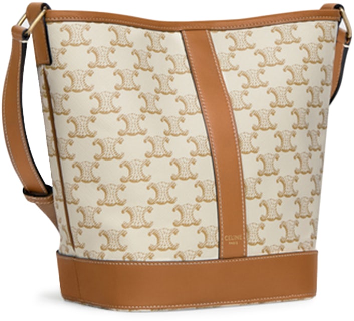 Celine Bucket Bag Small Triomphe Embroidery Tan
