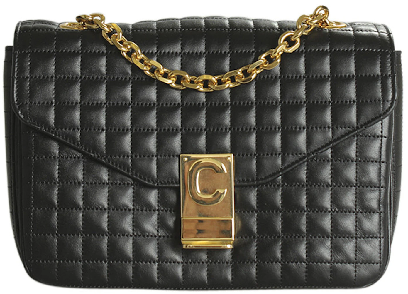 Celine Matelasse Chain Shoulder Bag Quilted Black