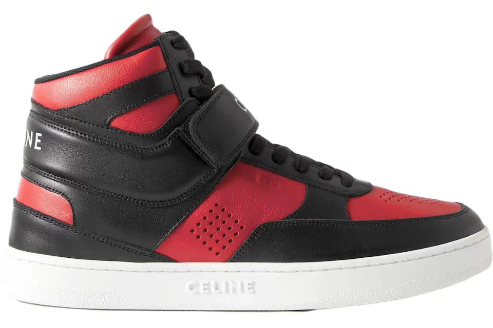 Celine CT-03 Leather High-Top Sneakers Red Black