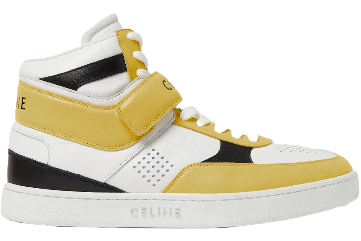 Celine CT-03 Leather High-Top Sneakers Yellow White Black