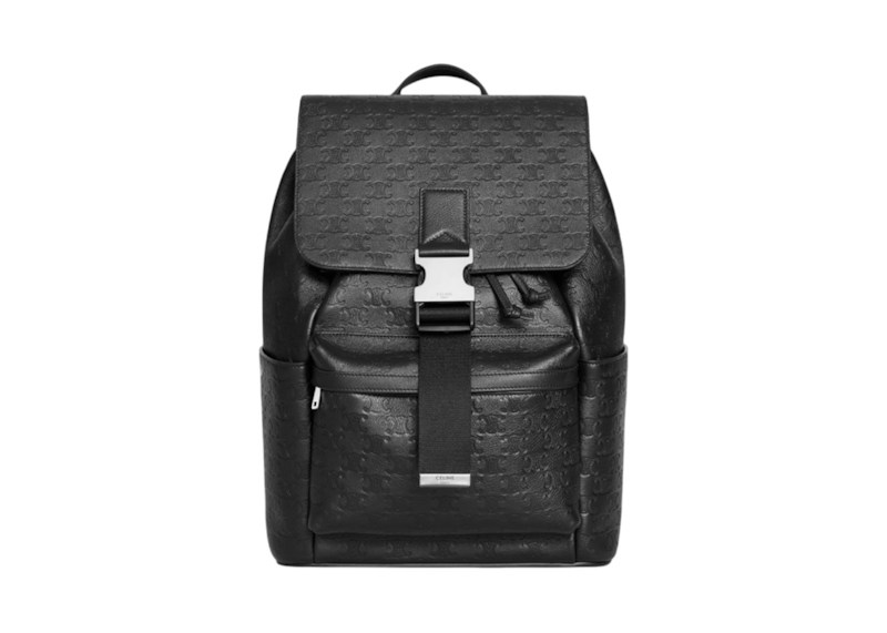 Celine Calfskin with Triomphe Embossed Backpack Black