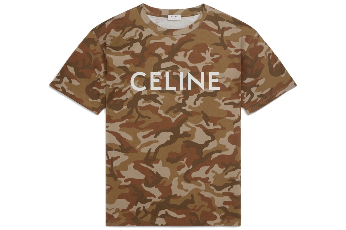 Pre-owned Celine Camo Washed White T-shirt Camouflage