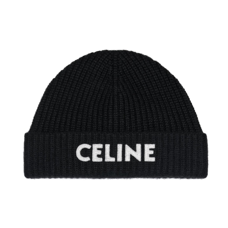 Pre-owned Celine Cashmere Embroidered Knit Beanie Black