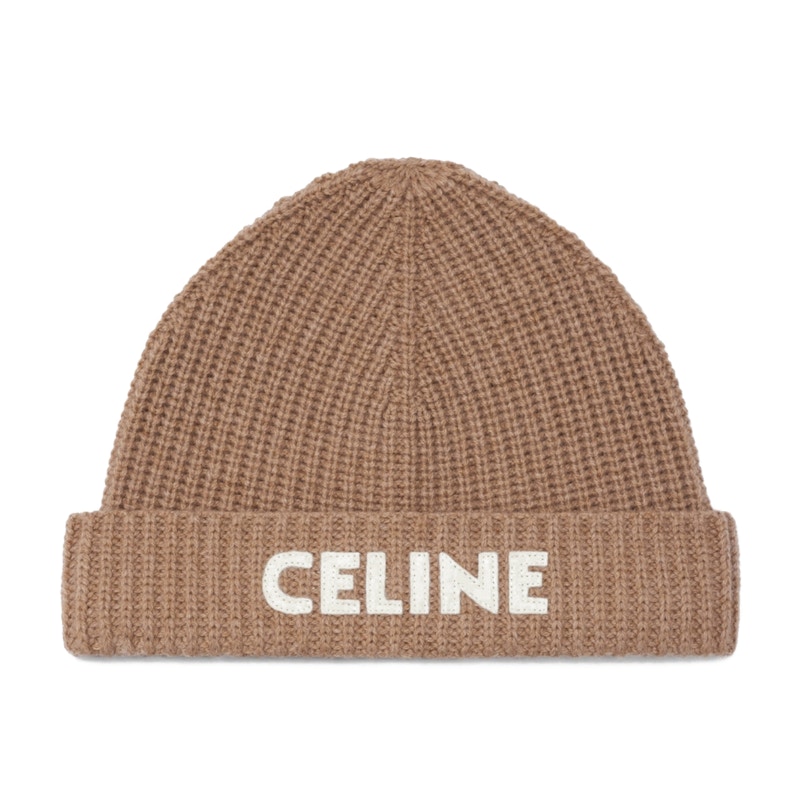 Celine Cashmere Embroidered Knit Beanie Camel - FW21 - US