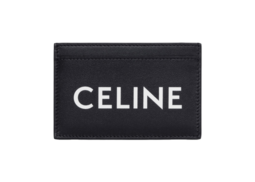Pre-owned Celine Print Card Holder (2 Slot) Black White