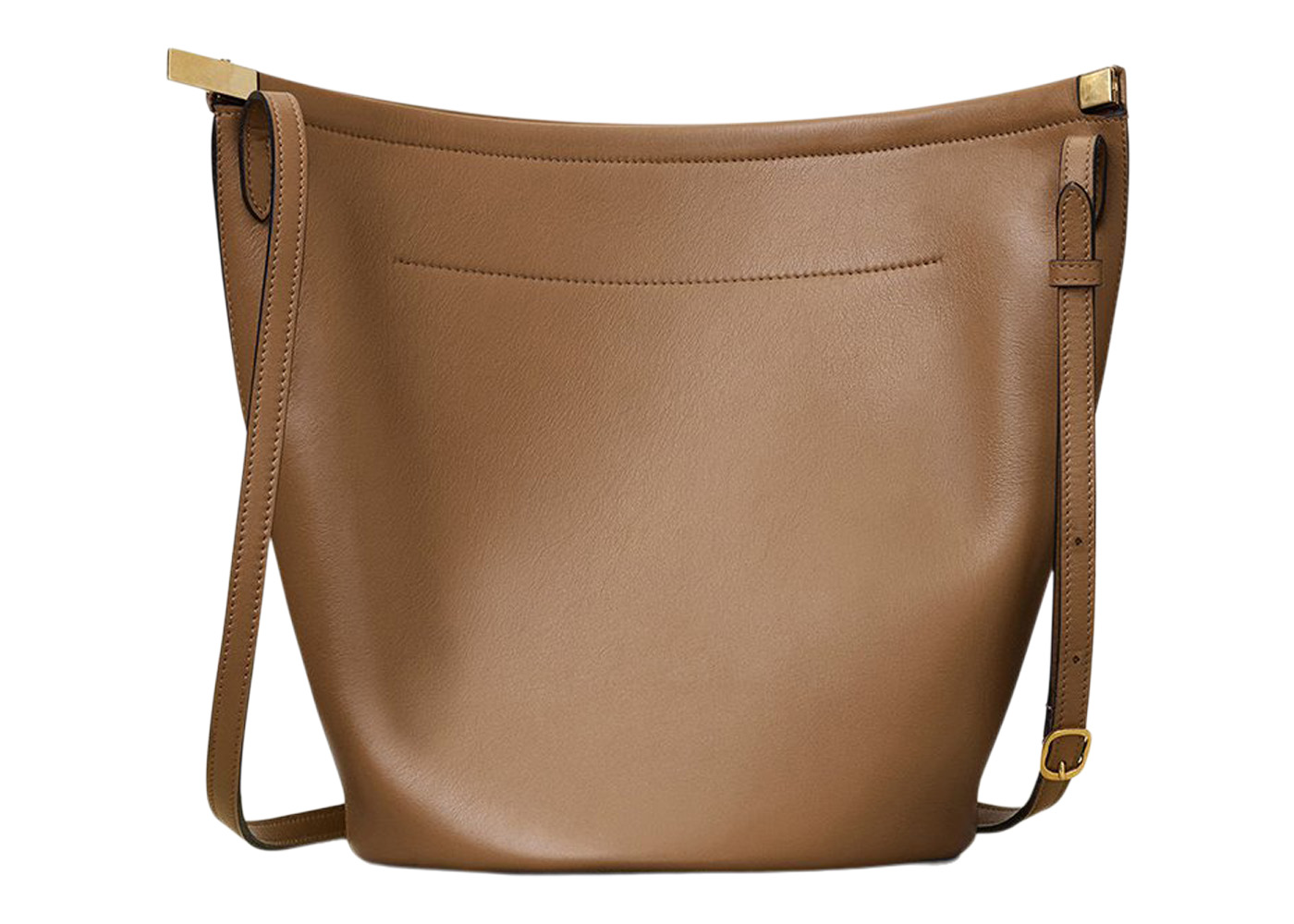 Celine Clasp Bucket Bag Light Camel in Leather with Gold tone JP