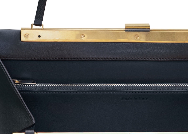 Celine Clasp Calfskin Medium Black in Calfskin with Gold Tone JP