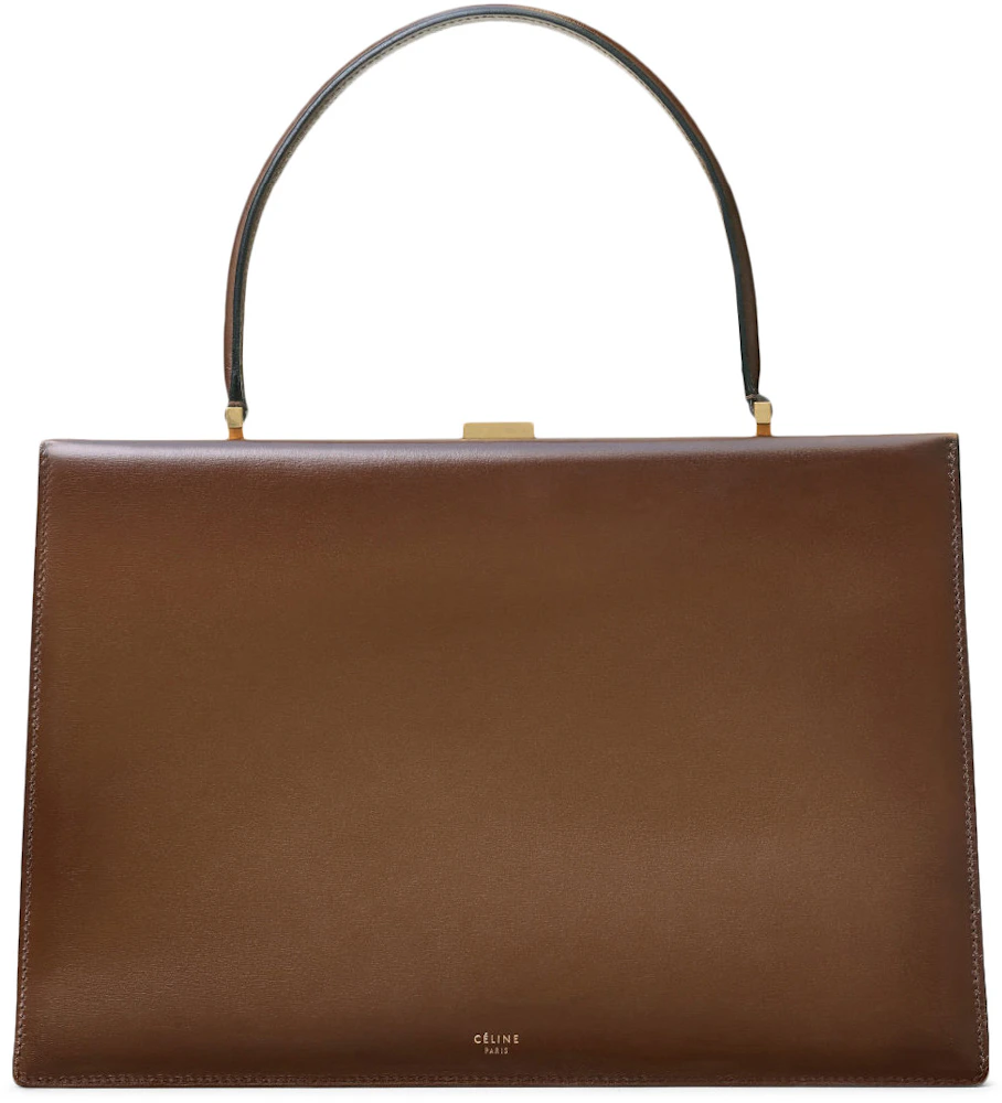 Celine Clasp Medium Camel in Calfskin/Patina with Gold-Tone - US