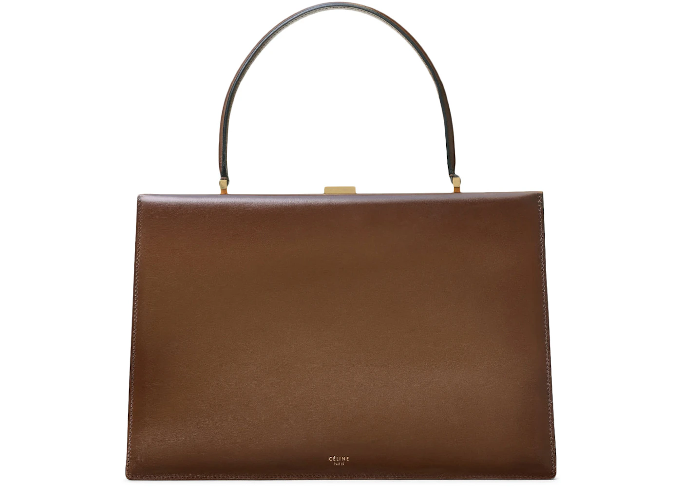 Celine Clasp Medium Camel in Calfskin/Patina with Gold-Tone - US