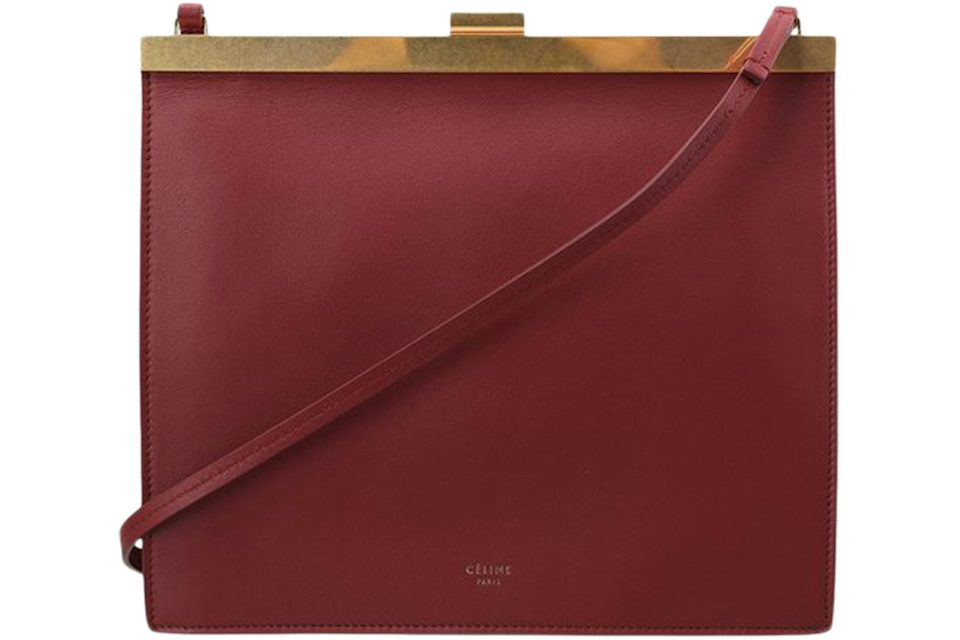 Celine Clasp Shoulder Bag Mini Red In Calfskin Leather With Gold-Tone - Us