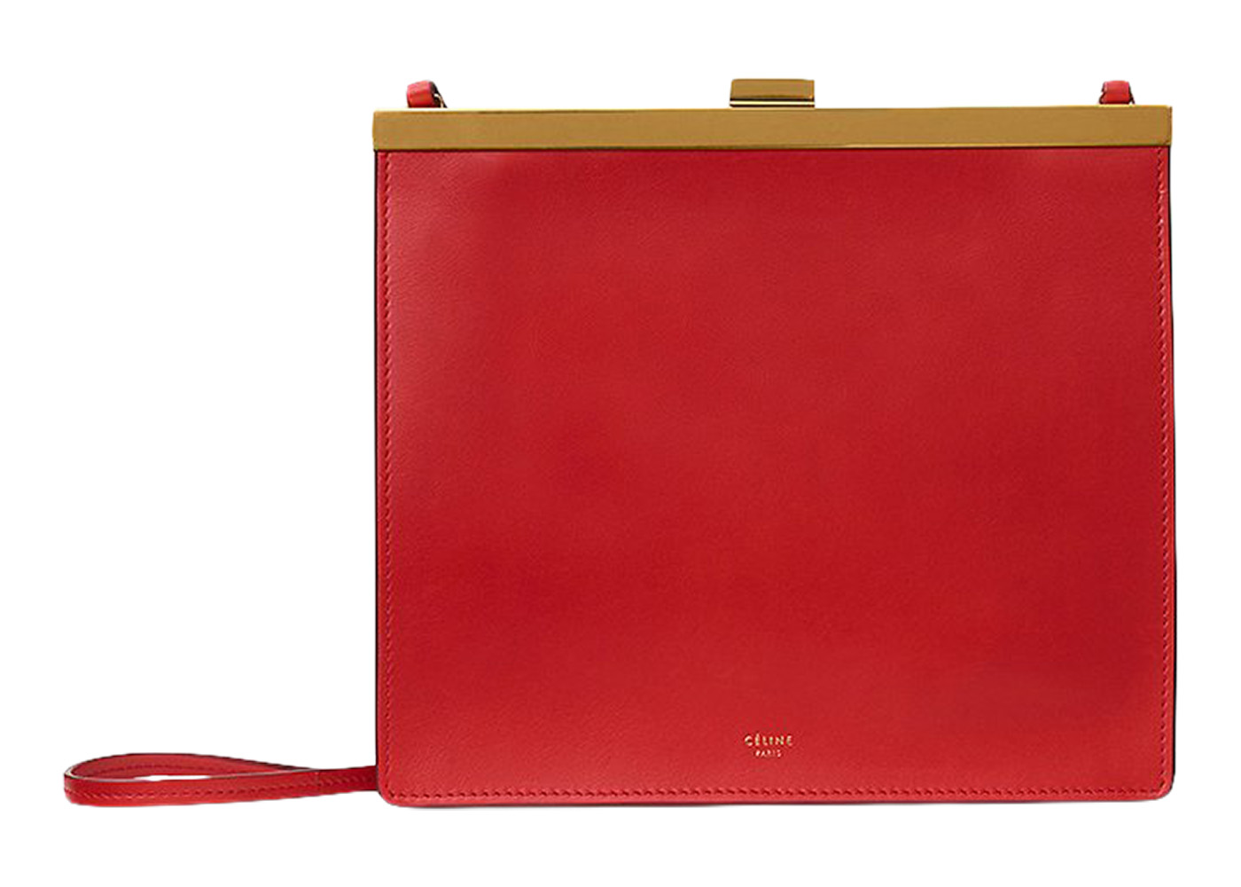 Celine Clasp Shoulder Bag Mini Scarlet in Calfskin Leather with