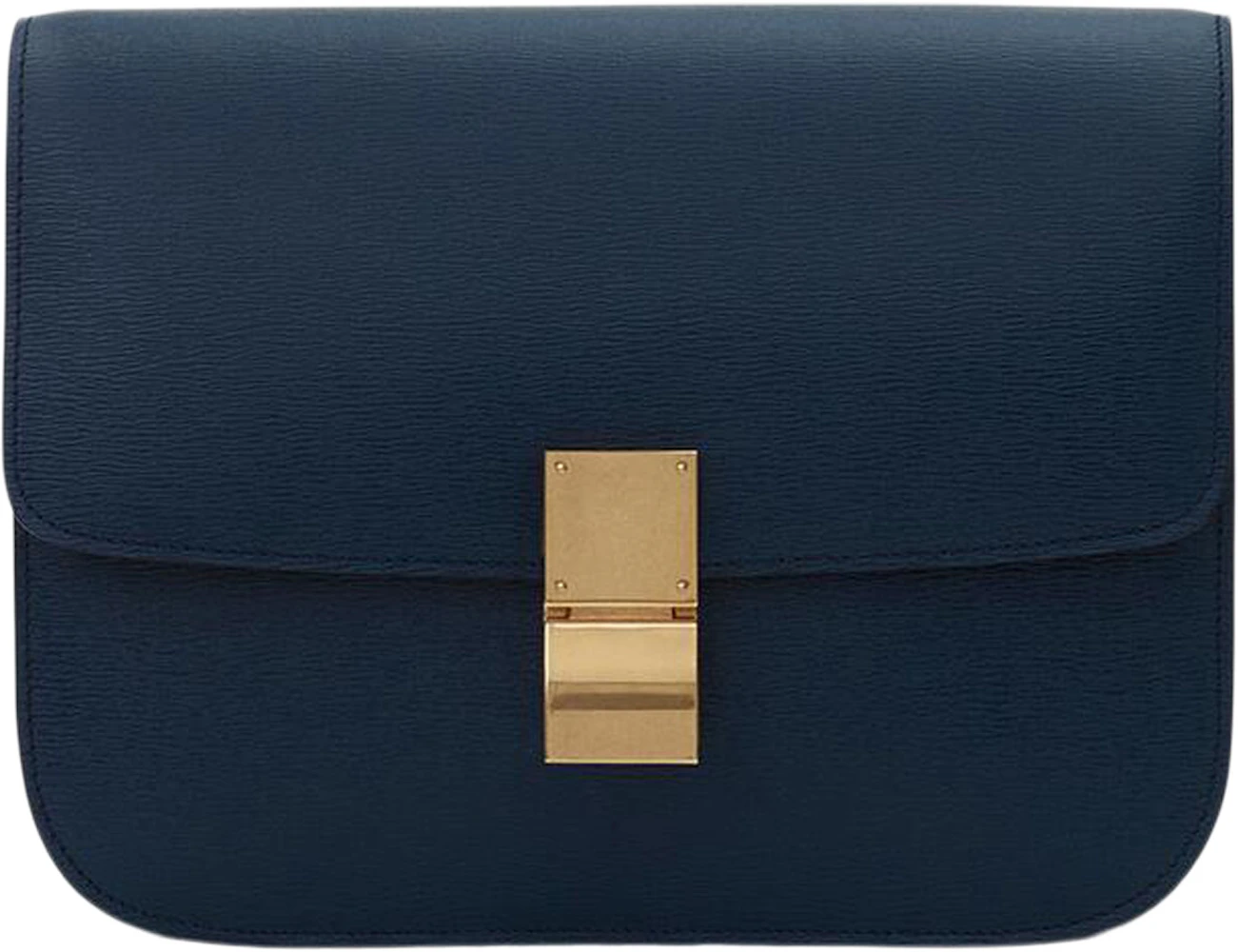 Celine Classic Box In Calfskin Liege Shoulder Bag Medium Abyss Blue in  Calfskin Leather with Gold-tone - US