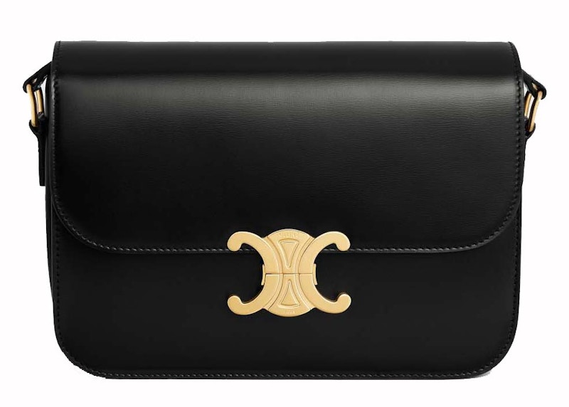 ハンドバッグ CELINE | CLASSIQUE TRIOMPHE BAG SHINY CALFSKIN BLACK Celine Classique Triomphe Shoulder Bag in Shiny Calfskin