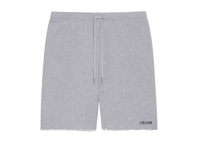 Celine Cotton Fleece Shorts Grey/Black Men's - US