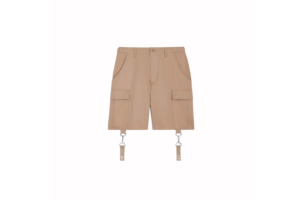 Pre-owned Celine Cotton Linen Shorts With  Straps Beige