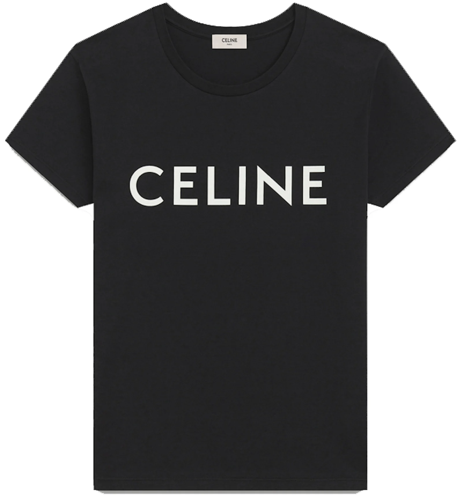 CELINE PARIS red logo grey cotton crew neck cropped tshirt XS For Sale at  1stDibs