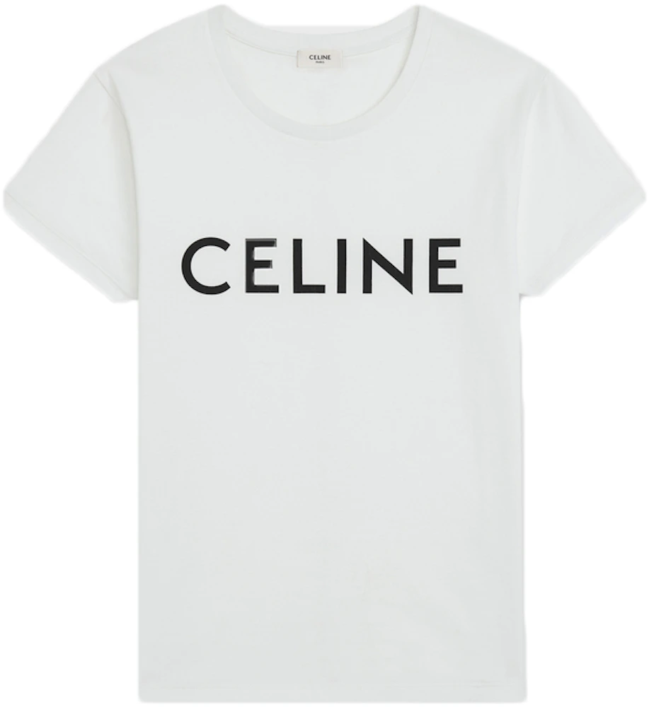 Celine Cotton T-shirt White/Black Men's - US