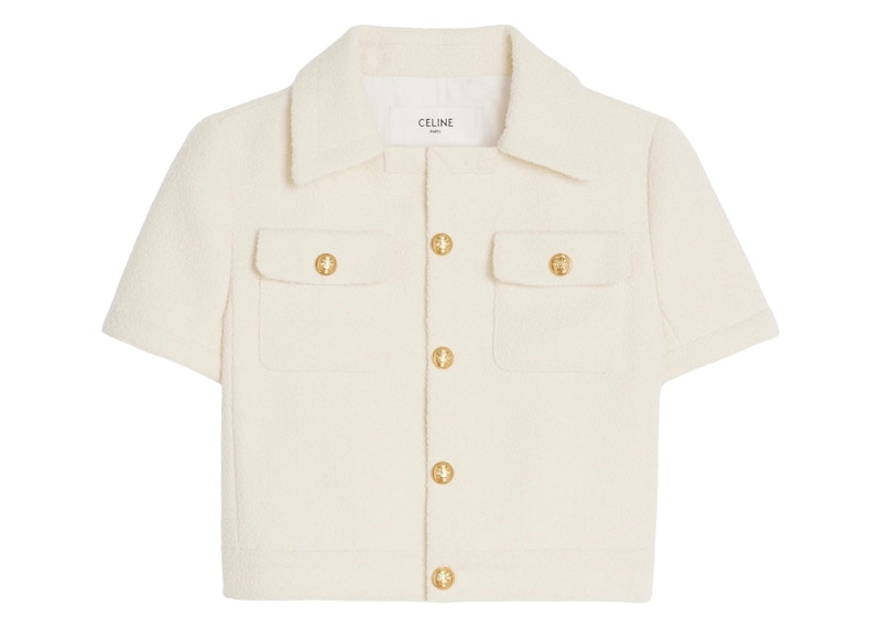 Celine Cropped Tweed Chelsea Jacket Craie - US