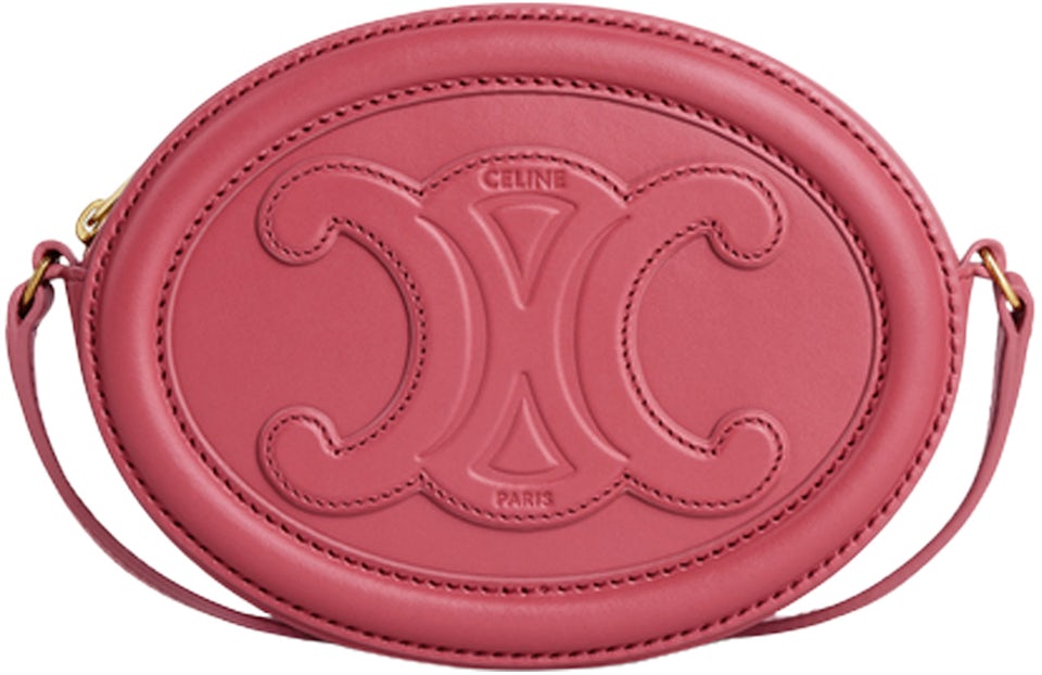 Celine Crossbody Oval Cuir Purse Triomphe Embroidery Lipstick in Smooth  Calfskin Leather with Gold-tone - US