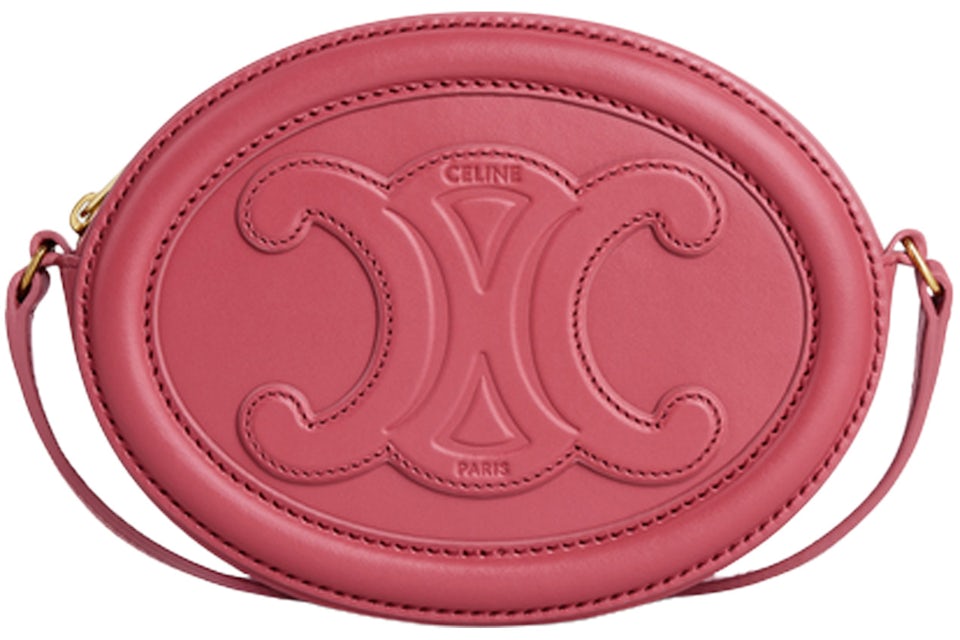 Celine Crossbody Oval Cuir Purse Triomphe Embroidery Lipstick in Smooth  Calfskin Leather with Gold-tone - US