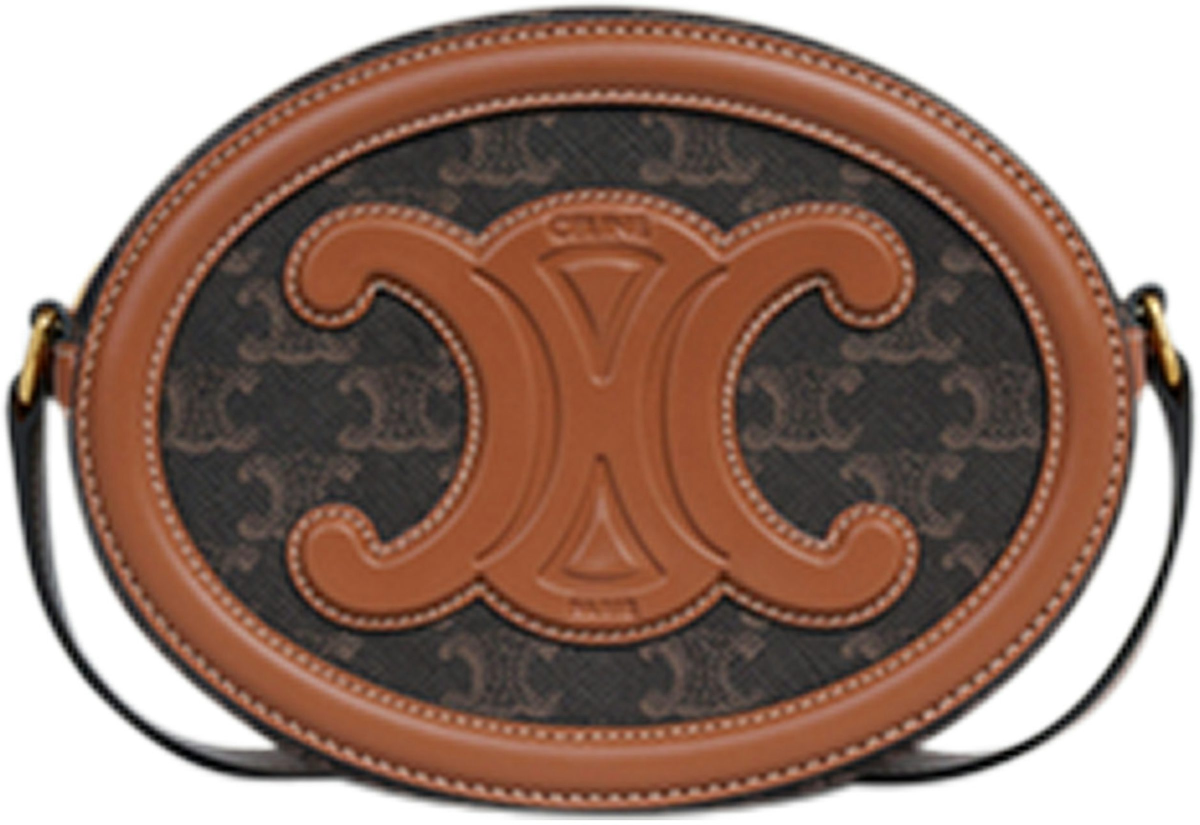OVAL BAG CUIR TRIOMPHE IN TRIOMPHE CANVAS AND CALFSKIN - TAN