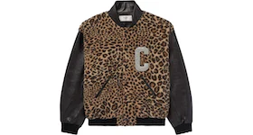 Celine Crystal-Embellished Leopard-Print Bomber Jacket Brown