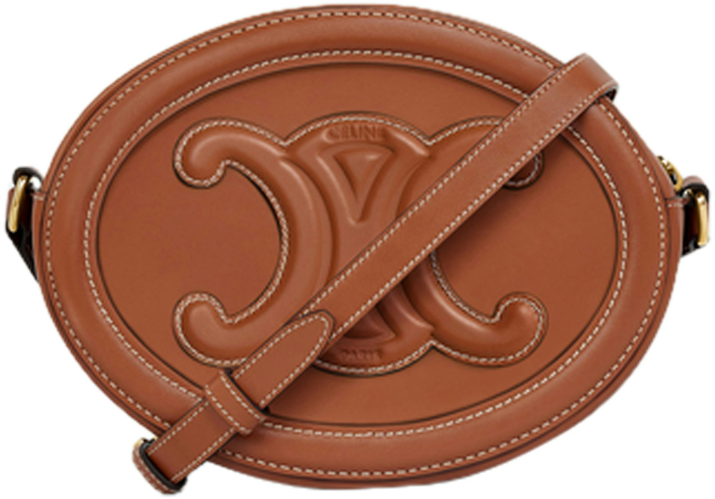 OVAL BAG CUIR TRIOMPHE IN TRIOMPHE CANVAS AND CALFSKIN - TAN