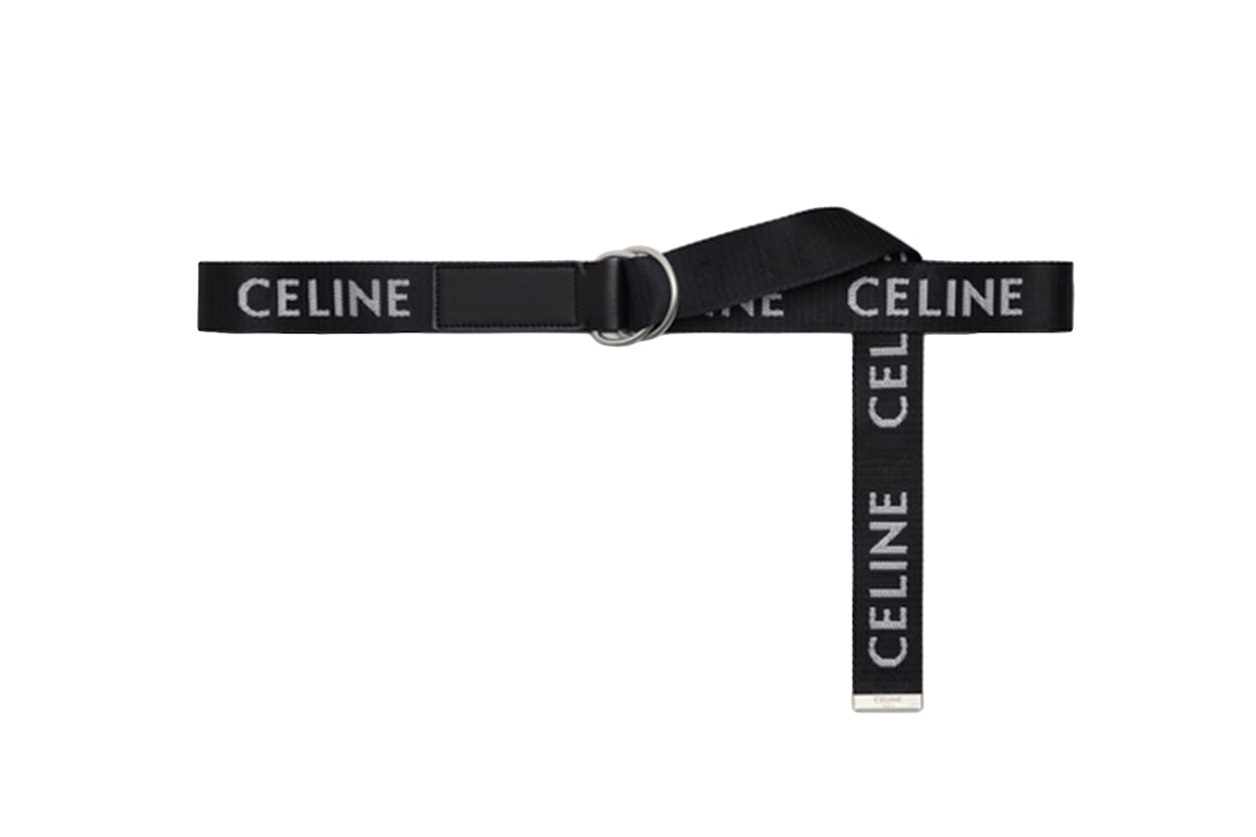Pre-owned Celine Medium Double Ring Belt Jacquard Black